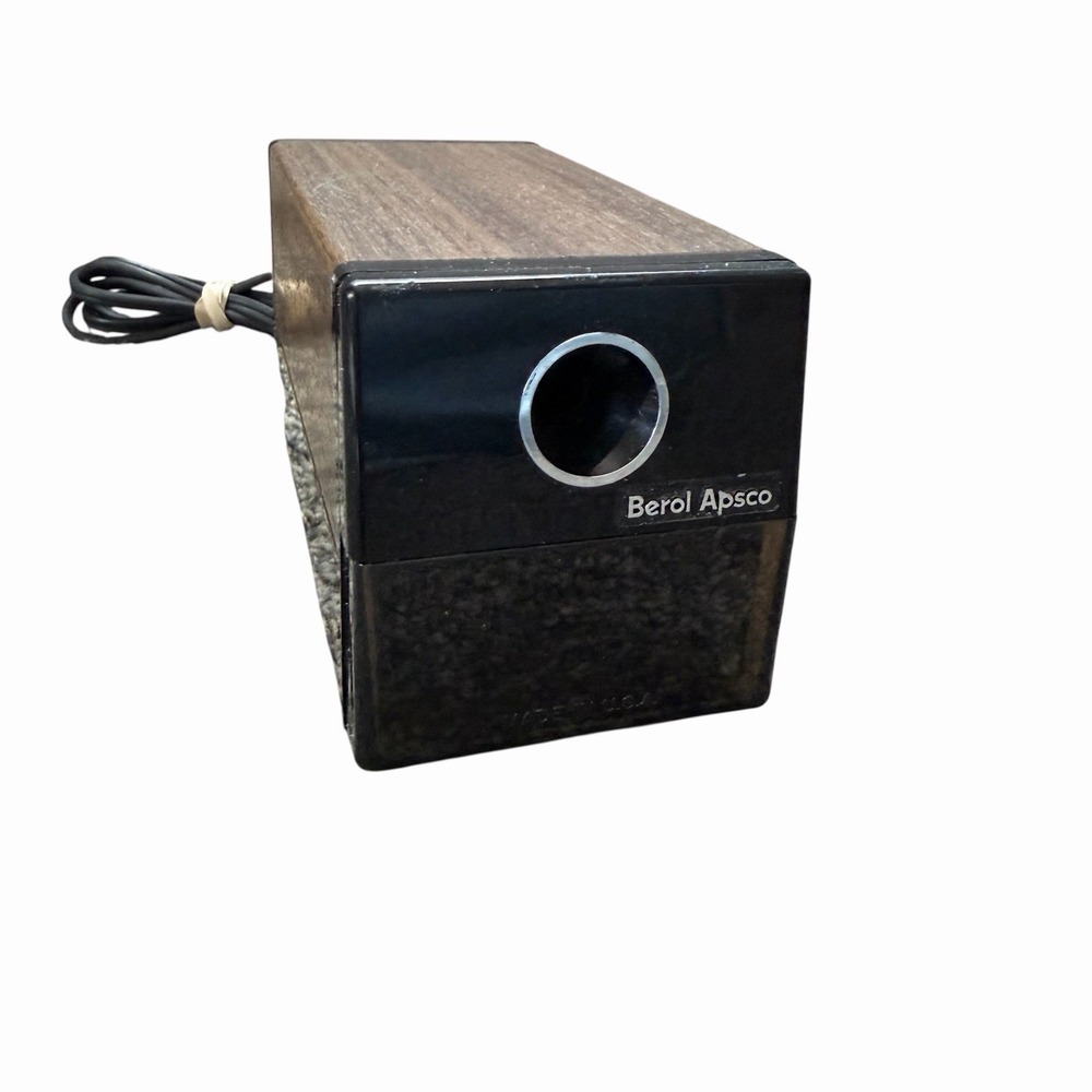 Vintage Berol Apsco Electric Pencil Sharpener Wood Grain Model AP-2001 USA WORKS